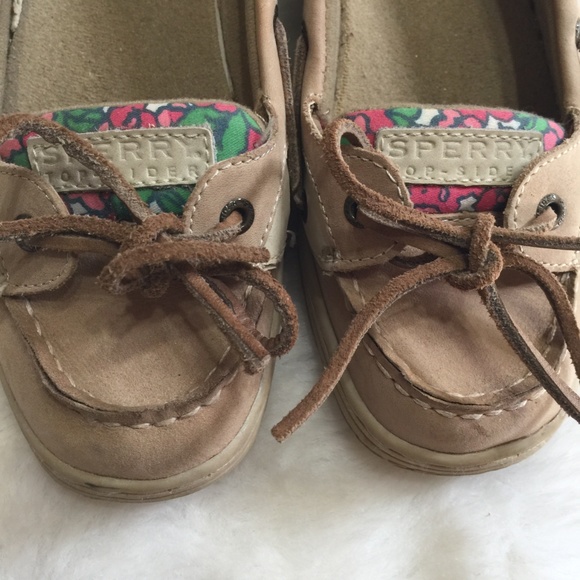 SPERRY Angelfish Leather Linen Spring Flower Boat - Picture 3 of 7